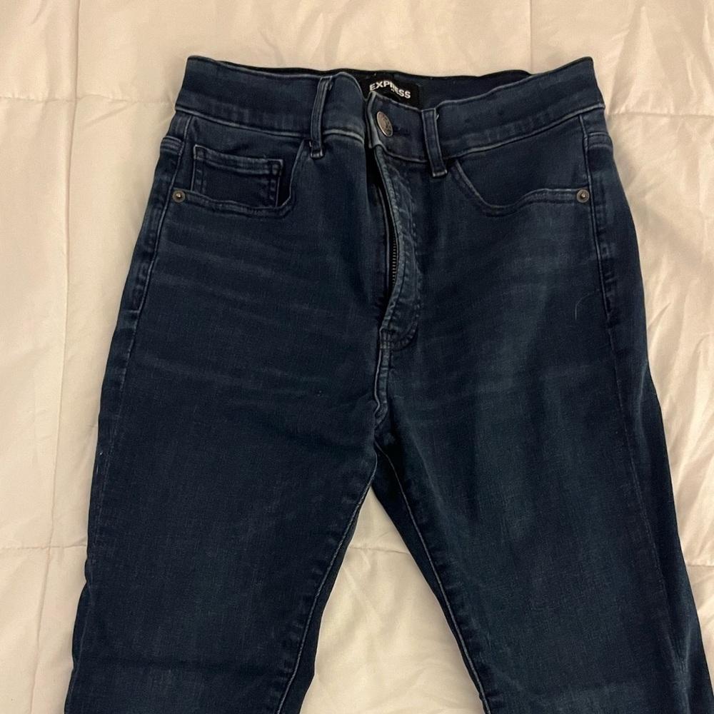 Express Women's Blue Jeans- High Rise Skinny